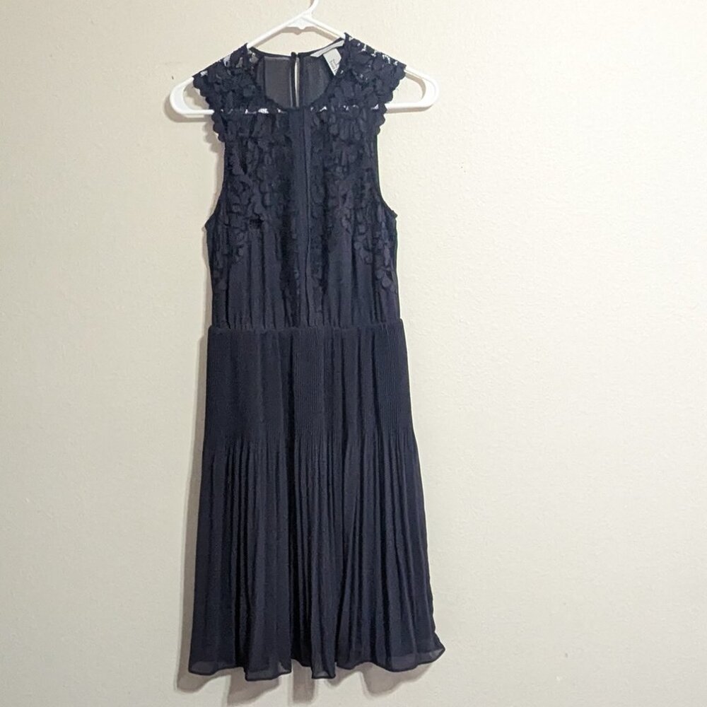 H&M  Navy Blue Sleeveless Pleated Dress Size 8